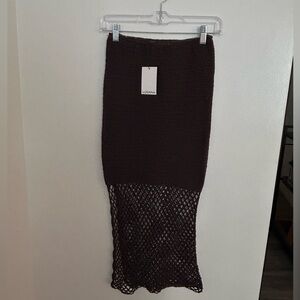 NWT Lusana Dark Brown Knit Midi Skirt